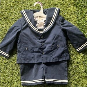 Strasburg Navy and White Kids Matching Set
